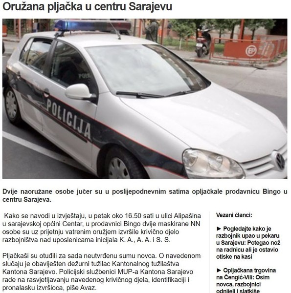 Bosnia-and-Herzegovina-avmp/Oruzana-pljacka-u-centru-Sarajevu