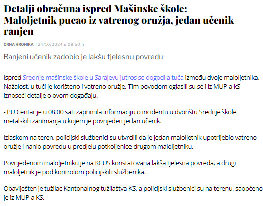 Bosnia-and-Herzegovina-avmp/Oslobodenje---Detalji-obracuna-ispred-Masinske-skole_-Maloljet