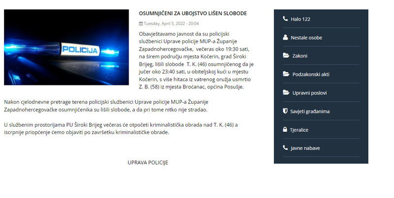 Bosnia-and-Herzegovina-avmp/Osumnjiceni-za-ubojstvo-lisen-slobode-_-MUP