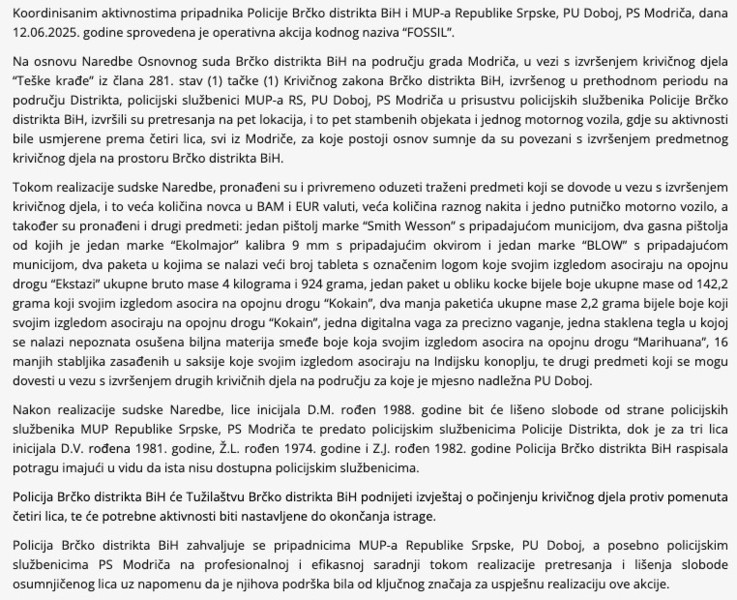 Bosnia-and-Herzegovina-avmp/PBD-BiH-provela-akciju-kodnog-naziva-FOSSIL