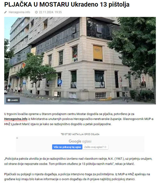 Bosnia-and-Herzegovina-avmp/PLJACKA-U-MOSTARU-Ukradeno-13-pistolja