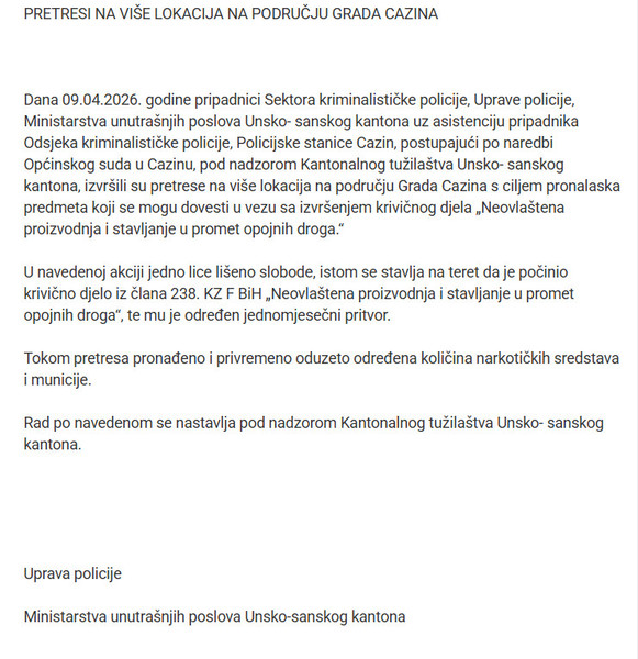 Bosnia-and-Herzegovina-avmp/PRETRESI-NA-VISE-LOKACIJA-NA-PODRUCJU-GRADA-CAZINA