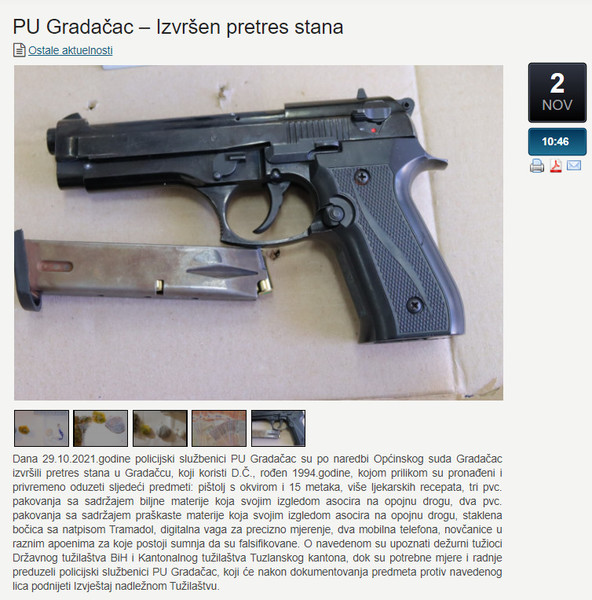 Bosnia-and-Herzegovina-avmp/PU-Gradacac--Izvrsen-pretres-stana--Ministarstvo-unutrasnjih-p
