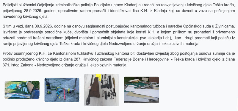 Bosnia-and-Herzegovina-avmp/PU-Kladanj---U-pretresu-pronadeni-otudeni-predmeti-rasvijetljena-krivicna-djela