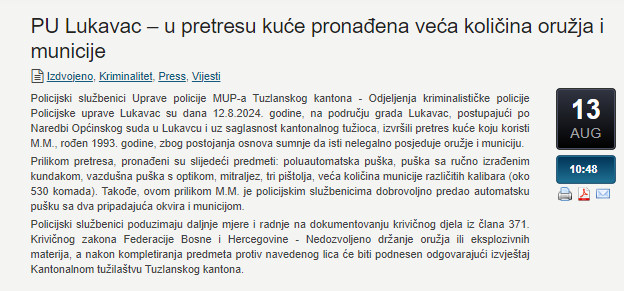Bosnia-and-Herzegovina-avmp/PU-Lukavac--u-pretresu-kuce-pronadena-veca-kolicina-oruzja-i-m