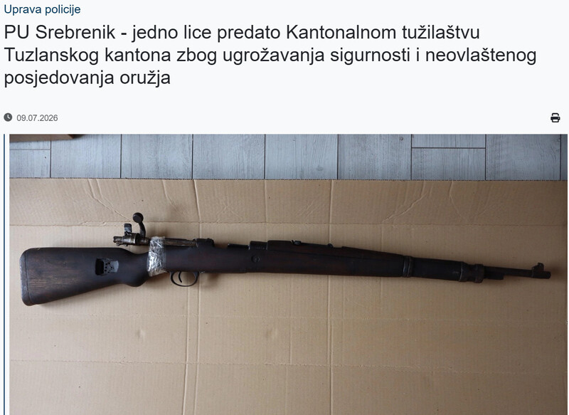 Bosnia-and-Herzegovina-avmp/PU-Srebrenik---jedno-lice-predato-Kantonalnom-tuzilastvu-Tuzlanskog-kantona-zbog-ugrozavanja-sigurnosti-i-neovlastenog-posjedovanja-oruzja_1
