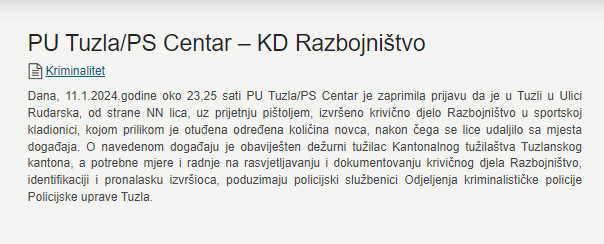 Bosnia-and-Herzegovina-avmp/PU-Tuzla_PS-Centar--KD-Razbojnistvo--Ministarstvo-unutrasnjih_1_1