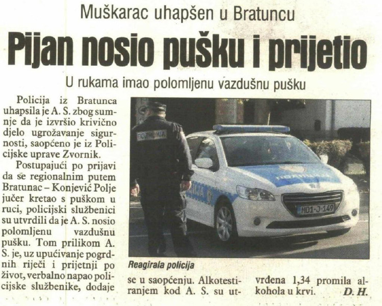 Bosnia-and-Herzegovina-avmp/Pijan-nosio-pusku-i-pretio