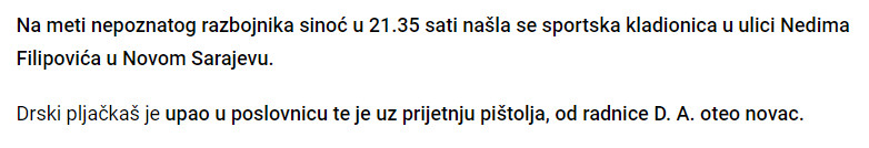 Bosnia-and-Herzegovina-avmp/Pljacka-u-Sarajevu-razbojnik-sa-pistoljem-upao-u-kladionicu-i-