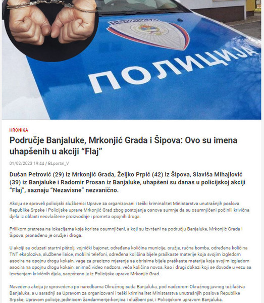 Bosnia-and-Herzegovina-avmp/Podrucje-Banjaluke-Mrkonjic-Grada-i-Sipova-Ovo-su-imena-uhapse