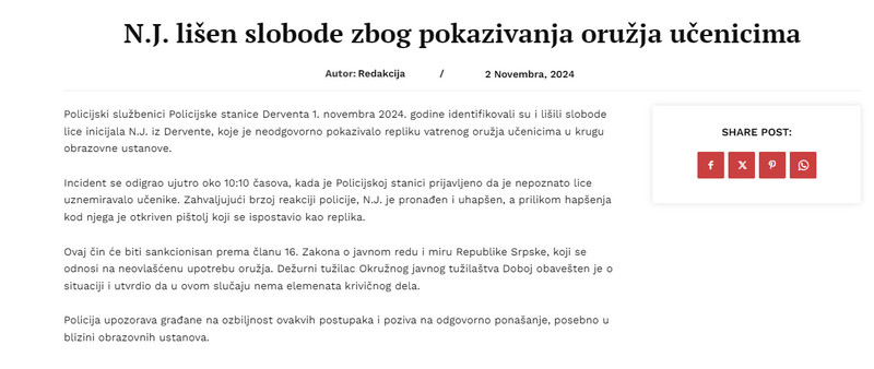 Bosnia-and-Herzegovina-avmp/Pokazivao-oruzje-ucenicima