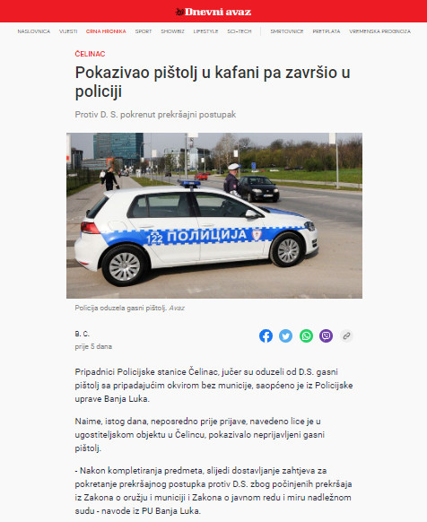 Bosnia-and-Herzegovina-avmp/Pokazivao-pistolj-u-kafani