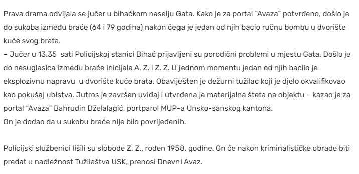 Bosnia-and-Herzegovina-avmp/Pokusao-ubiti-brata-bacio-rucnu-bombu-u-dvoriste