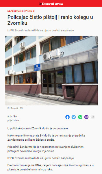 Bosnia-and-Herzegovina-avmp/Policajac-cistio-pistolj-i-ranio-kolegu