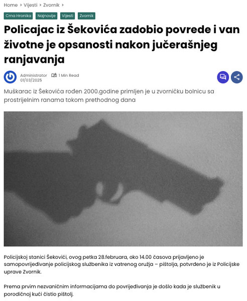 Bosnia-and-Herzegovina-avmp/Policajac-iz-Sekovica-zadobio-povrede-i-van-zivotne-je-opsanos