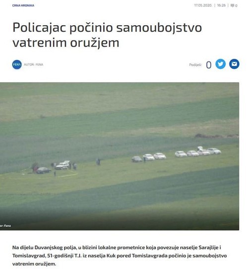Bosnia-and-Herzegovina-avmp/Policajac-pocinio-samoubojstvo-vatrenim-oruzjem