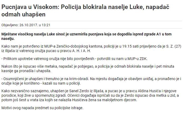 Bosnia-and-Herzegovina-avmp/Policija-blokirala-naselje-Luke-napadac-odmah-uhapsen