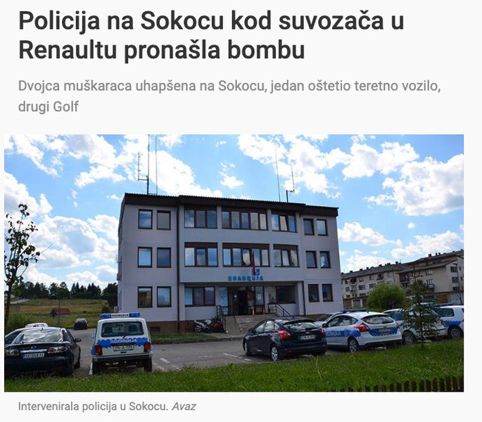 Bosnia-and-Herzegovina-avmp/Policija-na-Sokocu-kod-suvozaca-u-Renaultu-pronasla-bombu