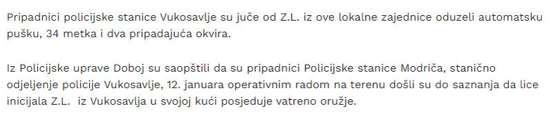 Bosnia-and-Herzegovina-avmp/Policija-oduzela-automatsku-pusku-i-34-metka
