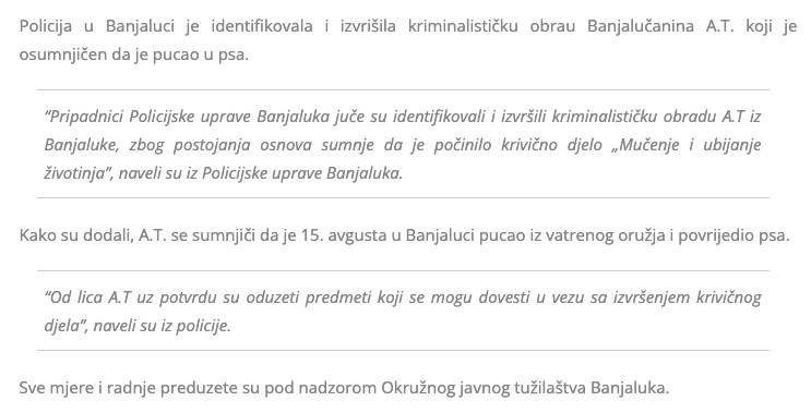 Bosnia-and-Herzegovina-avmp/Policija-pronasla-Banjalucanina-osumnjicenog-da-je-pucao-u-psa