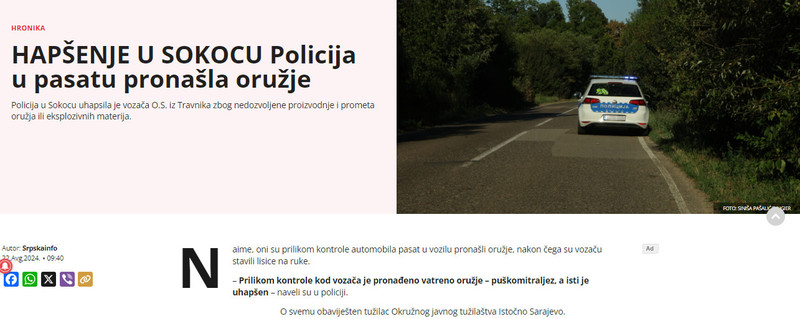 Bosnia-and-Herzegovina-avmp/Policija-u-pasatu-pronasla-oruzje
