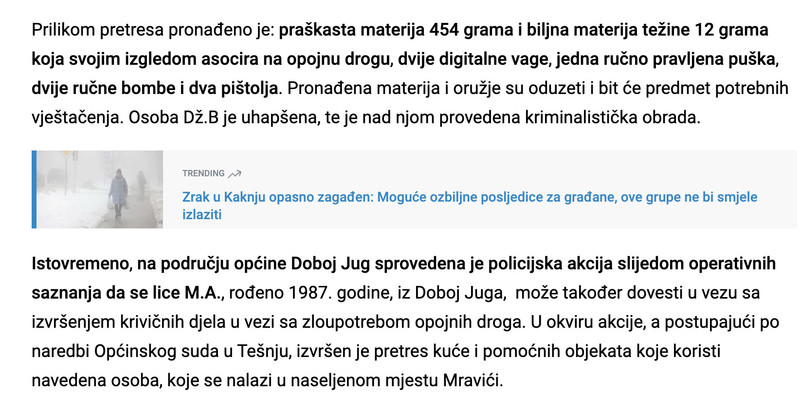 Bosnia-and-Herzegovina-avmp/Policijska-akcija-MUP-a-ZDK_-Uhapsene-dvije-osobe-zbog-posjeda_2