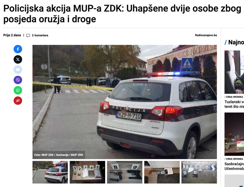Bosnia-and-Herzegovina-avmp/Policijska-akcija-MUP-a-ZDK_-Uhapsene-dvije-osobe-zbog-posjeda