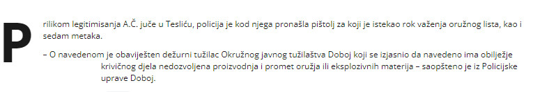 Bosnia-and-Herzegovina-avmp/Policijska-akcija-u-Teslicu-od-Zenicanina-oduzet-pistolj1