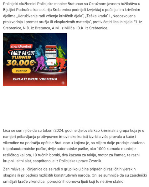 Bosnia-and-Herzegovina-avmp/Policijska-uprava-Zvornik_-Cetiri-lica-osumnjicena-za-niz-krad_1