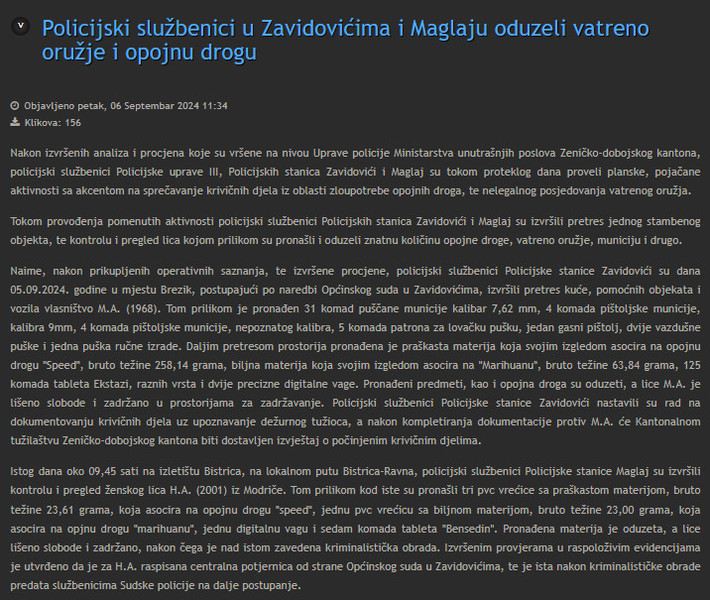 Bosnia-and-Herzegovina-avmp/Policijski-sluzbenici-u-Zavidovicima-i-Maglaju-oduzeli-vatreno