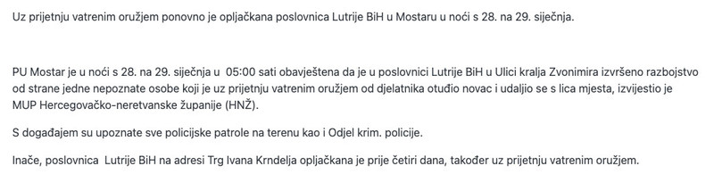 Bosnia-and-Herzegovina-avmp/Ponovno-opljackana-poslovnica-Lutrije-BiH-u-Mostaru-_-Radiotel