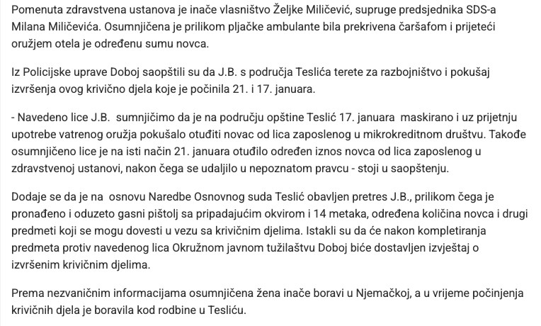 Bosnia-and-Herzegovina-avmp/Prekrivena-carsafom-opljackala-ambulantu-zene-lidera-SDS-a---G_1