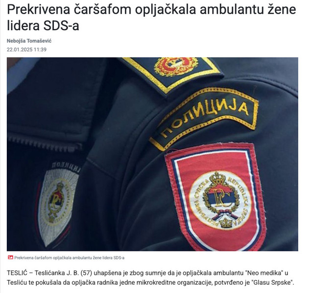 Bosnia-and-Herzegovina-avmp/Prekrivena-carsafom-opljackala-ambulantu-zene-lidera-SDS-a---G