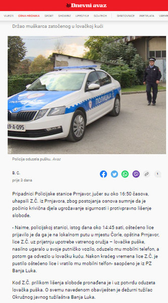 Bosnia-and-Herzegovina-avmp/Preteci-puskom-ugurao-ga-u-vozilo-i-oteo-mu-mobitel