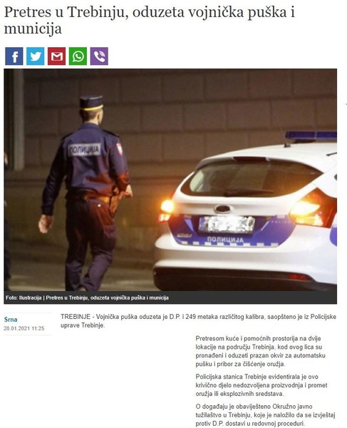 Bosnia-and-Herzegovina-avmp/Pretres-u-Trebinju-oduzeta-vojnicka-puska-i-municija_1
