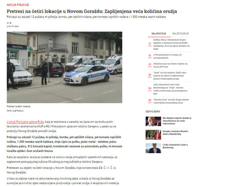 Bosnia-and-Herzegovina-avmp/Pretresi-na-cetiri-lokacije-u-Novom-Gorazdu_-Zaplijenjena-veca