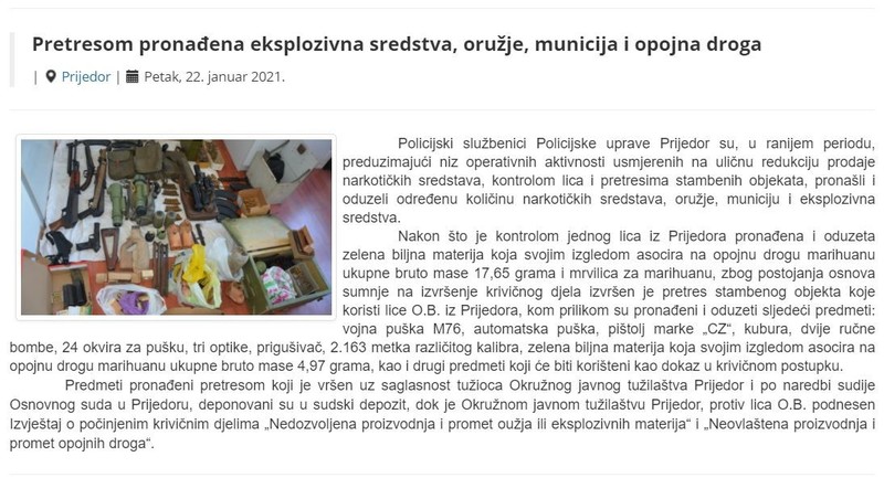 Bosnia-and-Herzegovina-avmp/Pretresom-pronadena-eksplozivna-sredstva-oruzje-municija-i-opo