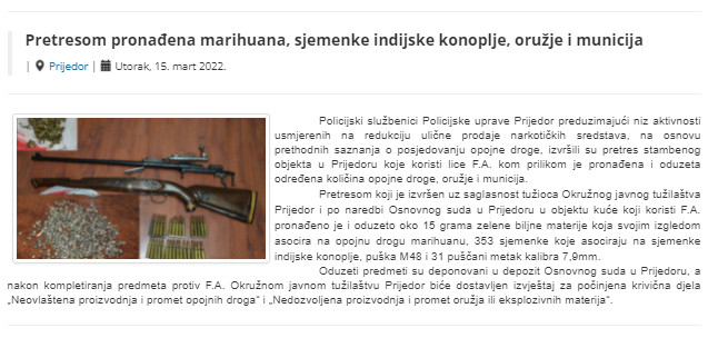 Bosnia-and-Herzegovina-avmp/Pretresom-pronadena-marihuana-sjemenke-indijske-konoplje-oruzj