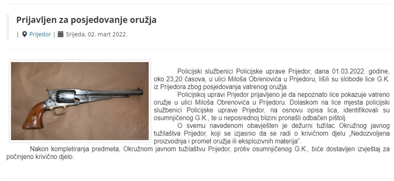 Bosnia-and-Herzegovina-avmp/Prijavljen-za-posjedovanje-oruzja