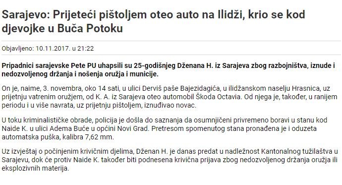 Bosnia-and-Herzegovina-avmp/Prijeteci-pistoljem-oteo-auto-na-Ilidzi-krio-se-kod-djevojke-u