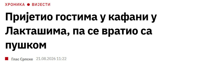 Bosnia-and-Herzegovina-avmp/Prijetio-gostima-u-kafani-u-Laktasima-pa-se-vratio-sa-puskom