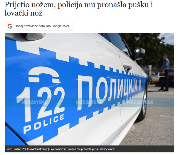 Bosnia-and-Herzegovina-avmp/Prijetio-nozem-policija-mu-pronasla-pusku-i-lovacki-noz_1