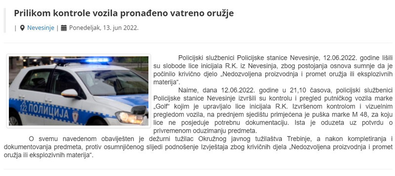 Bosnia-and-Herzegovina-avmp/Prilikom-kontrole-vozila-pronadeno-vatreno-oruzje