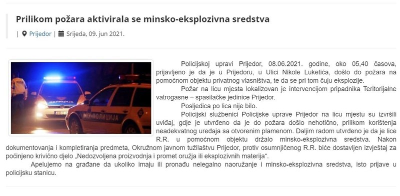Bosnia-and-Herzegovina-avmp/Prilikom-pozara-aktivirala-se-minsko-eksplozivna-sredstva