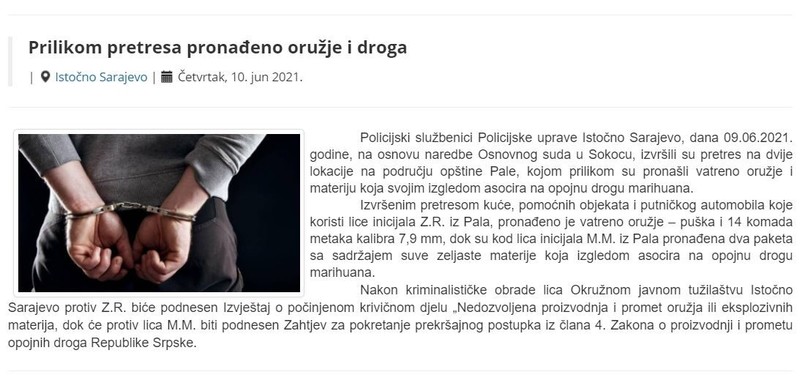 Bosnia-and-Herzegovina-avmp/Prilikom-pretresa-pronadeno-oruzje-i-droga