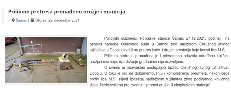 Bosnia-and-Herzegovina-avmp/Prilikom-pretresa-pronadeno-oruzje-i-municija