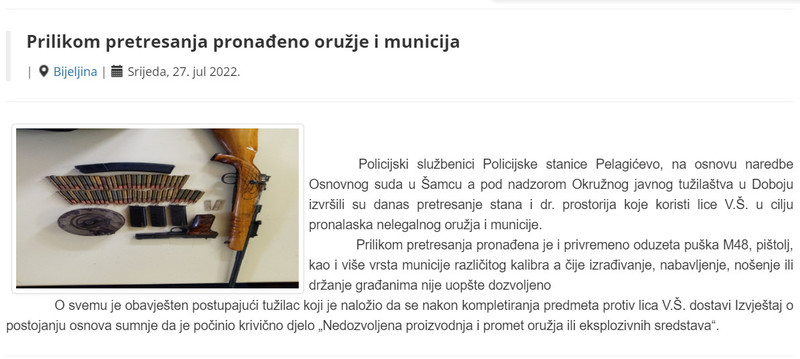 Bosnia-and-Herzegovina-avmp/Prilikom-pretresanja-pronadeno-oruzje-i-municija