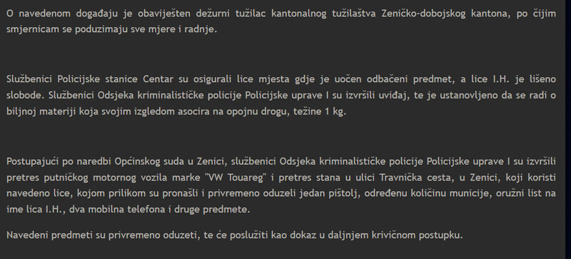 Bosnia-and-Herzegovina-avmp/Prilikom-redovne-kontrole-ucesnika-u-saobracaju-policija-u-Zenici-pronasla-1-kg-droge-jedno-lice-liseno-slobode_1