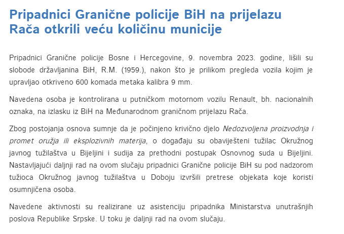 Bosnia-and-Herzegovina-avmp/Pripadnici-Granicne-policije-BiH-na-prijelazu-Raca-otkrili-ve