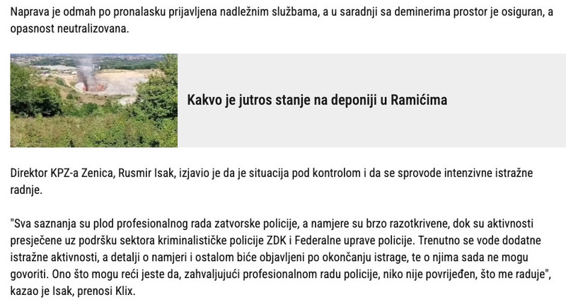 Bosnia-and-Herzegovina-avmp/Pronadena-bomba-u-zenickom-zatvoru-oglasio-se-Isak1